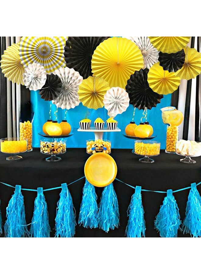 6 PCS Hanging Paper Fans Yellow Round Pattern Paper Garlands Decoration for Birthday Wedding Graduation Events Accessories YELLOW, One Size  - Image 3