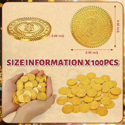 Byhoo 100 PCS Metal Gold CoinsDND Pirate CoinsStress Relief Toolwith Velvet Drawstring Pouch for Board GamesRole PlayingTreasure HuntsPirate Adventure Themed Play Favor - Image 5