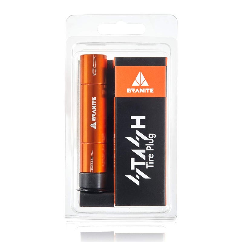 جرانيت مجموعة أدوات إصلاح الإطارات المسطحة من Granite Stash Tubeless - تخزين سهل للمقود - مجموعة كاملة من سدادات إطارات الدراجة - سدادتان مختلفتان للإطارات - محمولة - استخدام سهل وسهل (برتقالي) - Image 5