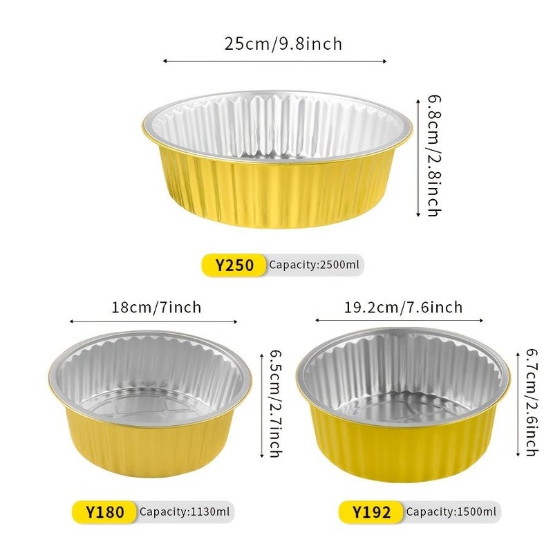20 Pack Multi Size Golden Round Aluminum Foil Take Out Box With Plastic Cover 20.96oz Capacity Baking Pan Food Container For Heating Storage And Outdoor Use - Image 4