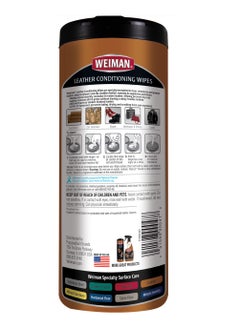Weiman Weiman Leather Cleaning Conditioning Wipes 30ct Cleans Conditions and Protects  - Image 2