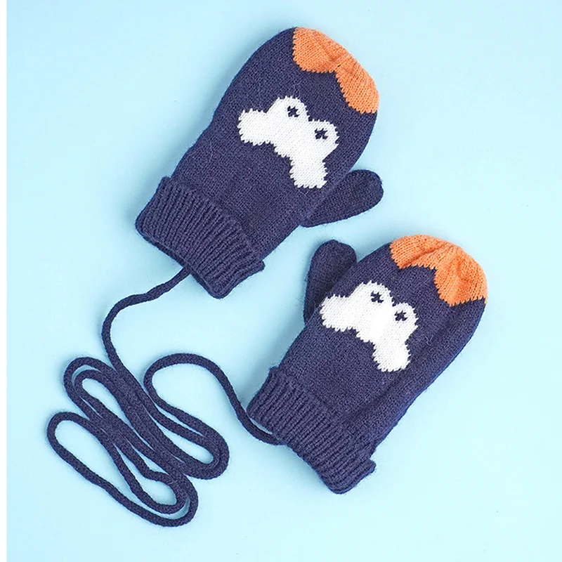 LITTLE SURPRISE BOX 3Pcs Navy & Orange Fox Matching Beanie Winter Cap Mufflers And Gloves Set