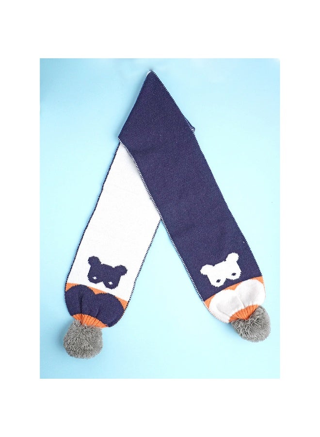 LITTLE SURPRISE BOX 3Pcs Navy & Orange Fox Matching Beanie Winter Cap Mufflers And Gloves Set  - Image 5