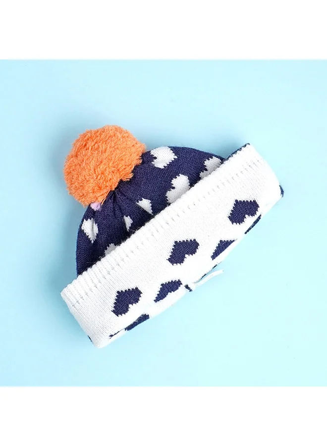 LITTLE SURPRISE BOX 3Pcs Navy & Orange Fox Matching Beanie Winter Cap Mufflers And Gloves Set
