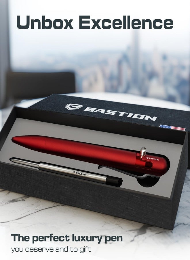 BASTION® Luxury Bolt Action Pen, Lightweight EDC Pen with Fine Tip Ballpoint Pen for Birthday Gift, Travel Pen for School and Work - Red - Image 5