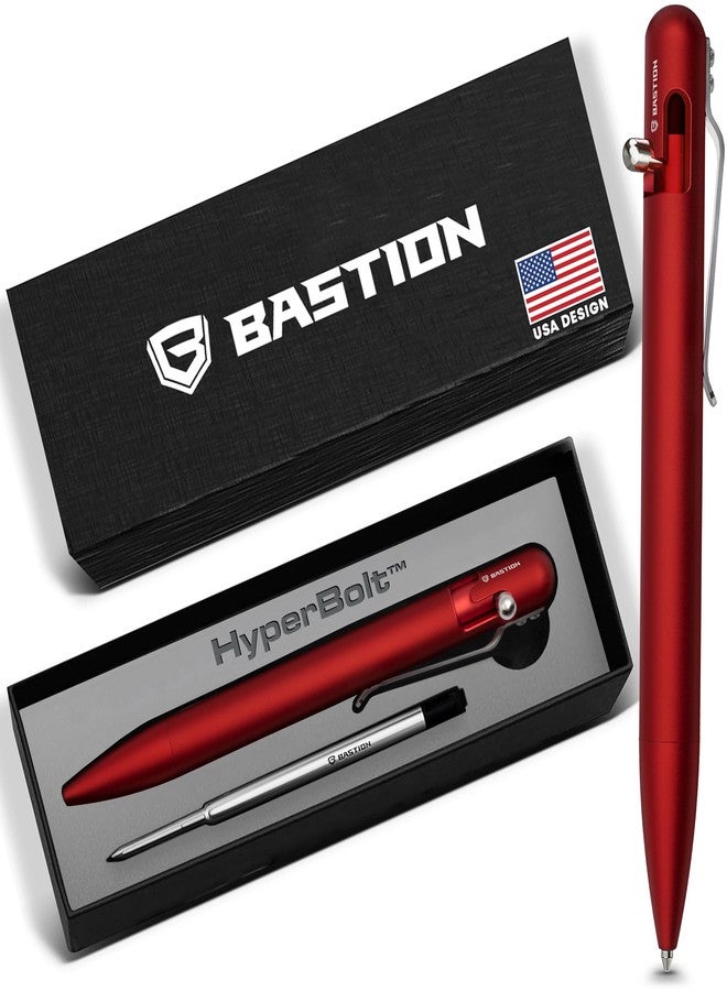 BASTION® Luxury Bolt Action Pen, Lightweight EDC Pen with Fine Tip Ballpoint Pen for Birthday Gift, Travel Pen for School and Work - Red - Image 1