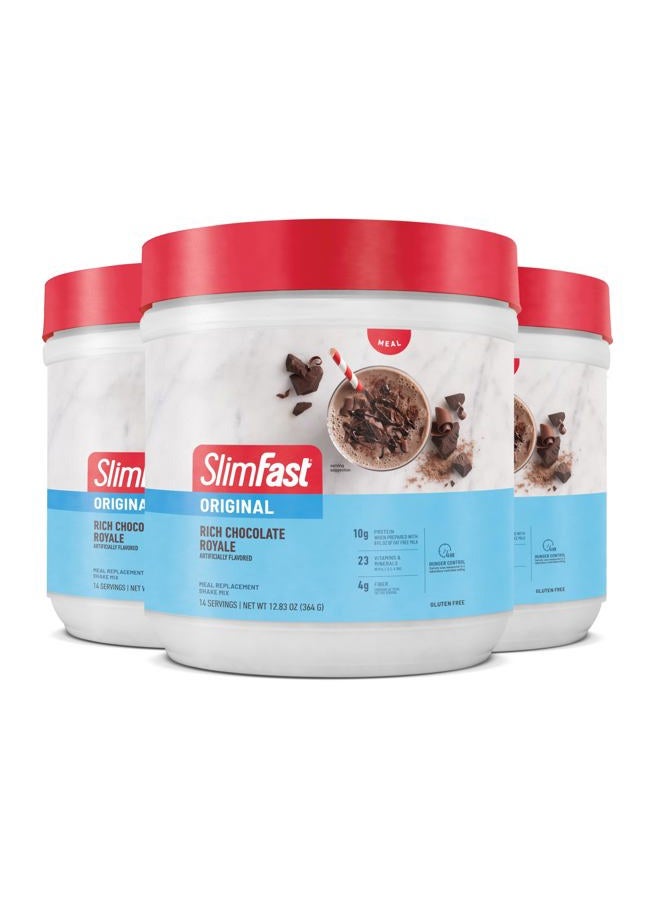 SlimFast Meal Replacement Powder, Original Rich Chocolate Royale, Weight Loss Shake Mix, 10g of Protein, 14 Servings (Pack of 3) (Packaging May Vary) - Image 1