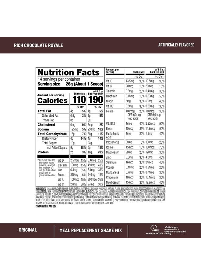 SlimFast Meal Replacement Powder, Original Rich Chocolate Royale, Weight Loss Shake Mix, 10g of Protein, 14 Servings (Pack of 3) (Packaging May Vary) - Image 3