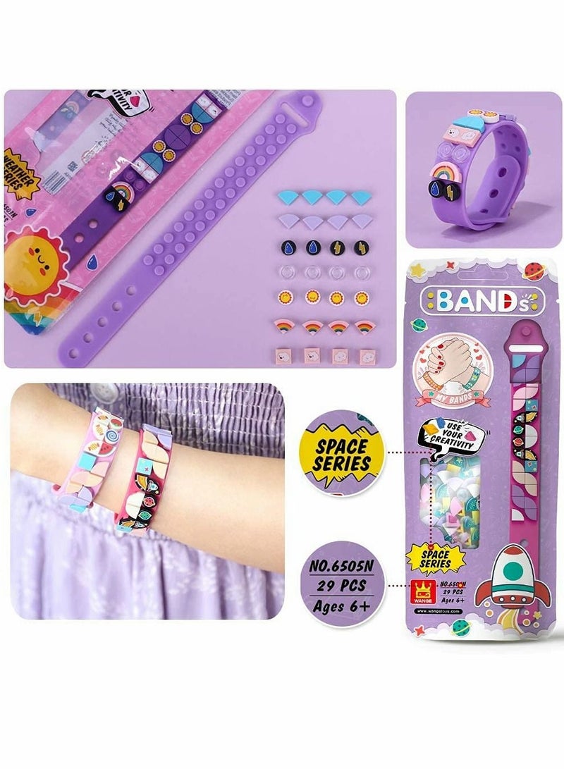 Bracelets, Kids Building Blocks Dots DIY Creative Craft Bracelet Making Kit for Kids, Friendship Construction Toys Birthday Girls Boys 6PCS - Image 3