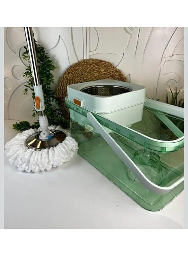 Large Clear Acrylic Cleaning Bucket - Advanced mopping system with smart drain hole and 2 microfiber replacements for a super shine clean. - Image 5