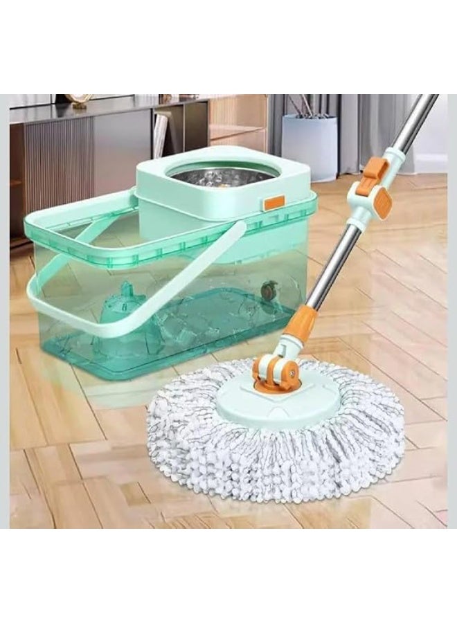 Large Clear Acrylic Cleaning Bucket - Advanced mopping system with smart drain hole and 2 microfiber replacements for a super shine clean. - Image 1