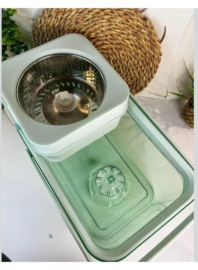 Large Clear Acrylic Cleaning Bucket - Advanced mopping system with smart drain hole and 2 microfiber replacements for a super shine clean. - Image 4