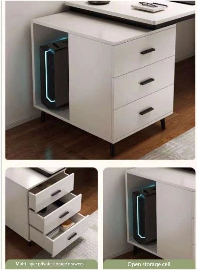 JCB CHIC - Home Office Desk,Corner Desk with File Drawers and Storage Shelves,Large Reversible Computer Desks Writing Study Table Workstation 120×60×75CM - Image 1