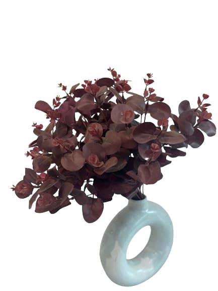 Generic Indus Decor Artificial Eucalyptus Bunch Decorative Items for Home Dcor Living Room Bedroom Office Table Top Centerpiece Wedding Decoration 16 Sticks Maroon  - Image 1