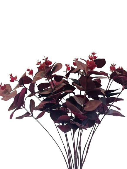 Generic Indus Decor Artificial Eucalyptus Bunch Decorative Items for Home Dcor Living Room Bedroom Office Table Top Centerpiece Wedding Decoration 16 Sticks Maroon  - Image 4