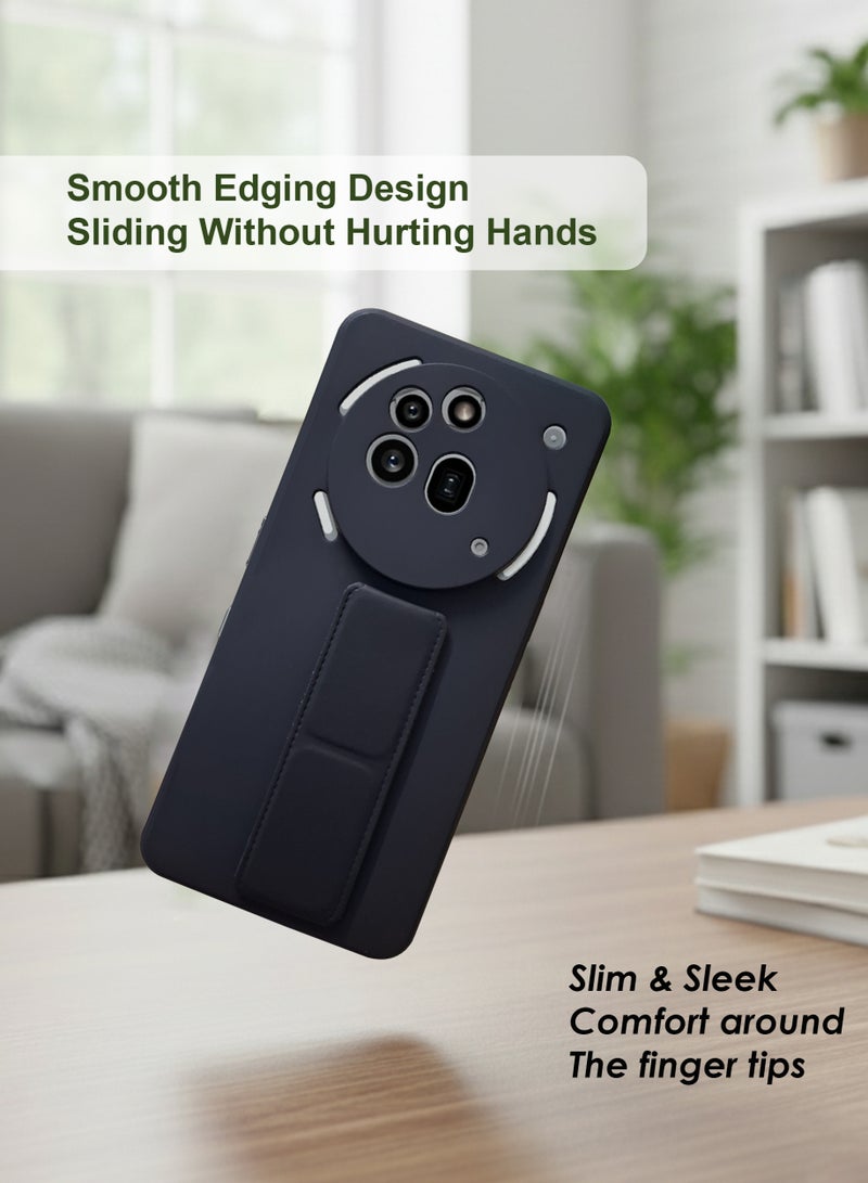 Nothing Phone 3A Pro Hand Grip Case Cover - Magnetic Hand Grip Holder & Kickstand - Strong Grip for Magnetic Car Holder, Stylish Silicone Case & Functional, Ultimate Convenience & Hands-Free Viewing - Black - Image 2