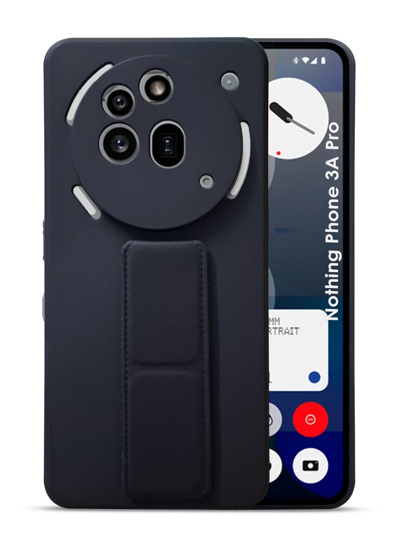 Nothing Phone 3A Pro Hand Grip Case Cover - Magnetic Hand Grip Holder & Kickstand - Strong Grip for Magnetic Car Holder, Stylish Silicone Case & Functional, Ultimate Convenience & Hands-Free Viewing - Black - Image 1