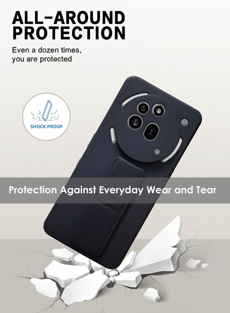 Nothing Phone 3A Pro Hand Grip Case Cover - Magnetic Hand Grip Holder & Kickstand - Strong Grip for Magnetic Car Holder, Stylish Silicone Case & Functional, Ultimate Convenience & Hands-Free Viewing - Black - Image 3