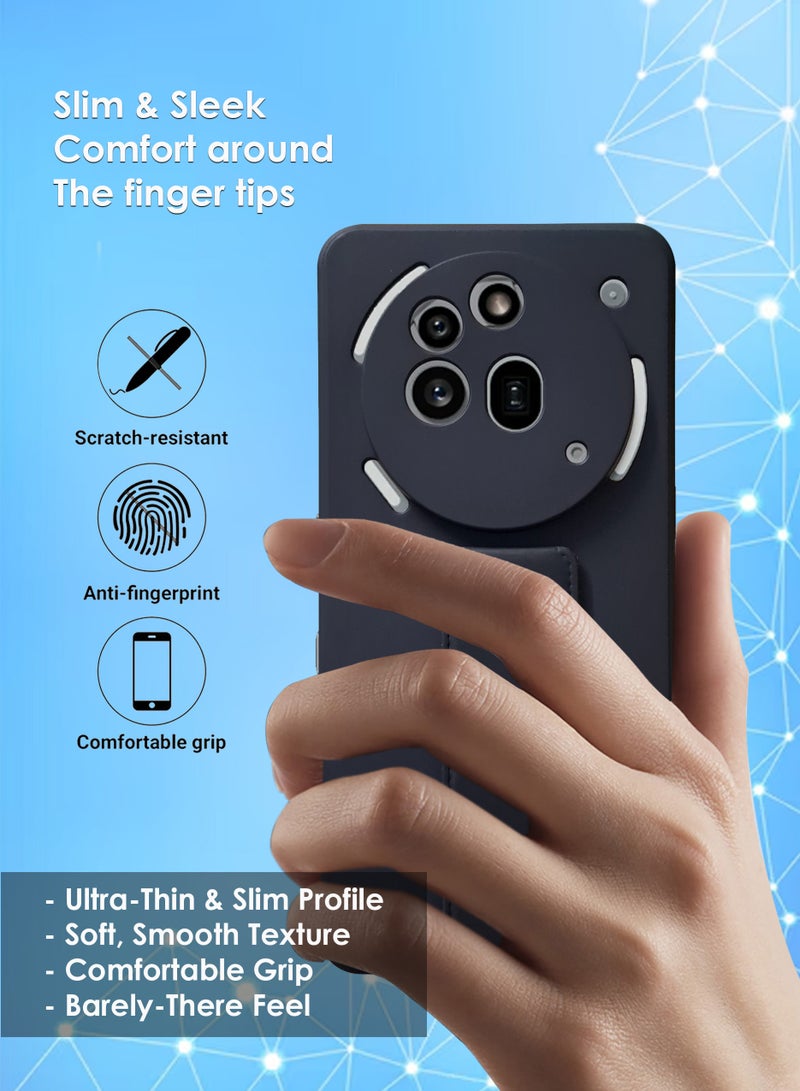 Nothing Phone 3A Pro Hand Grip Case Cover - Magnetic Hand Grip Holder & Kickstand - Strong Grip for Magnetic Car Holder, Stylish Silicone Case & Functional, Ultimate Convenience & Hands-Free Viewing - Black - Image 4