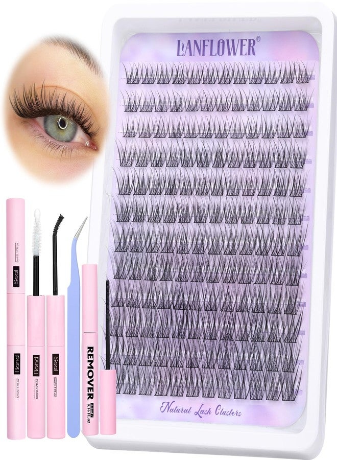 LANFLOWER Lash Extension Kit Natural Lash Clusters Kit Wispy Eyelash Extension kit with Lash Bond and Seal and Lash Remover Eyelash Clusters Kit C Curved Individual Lashes by Lanflower - Image 1