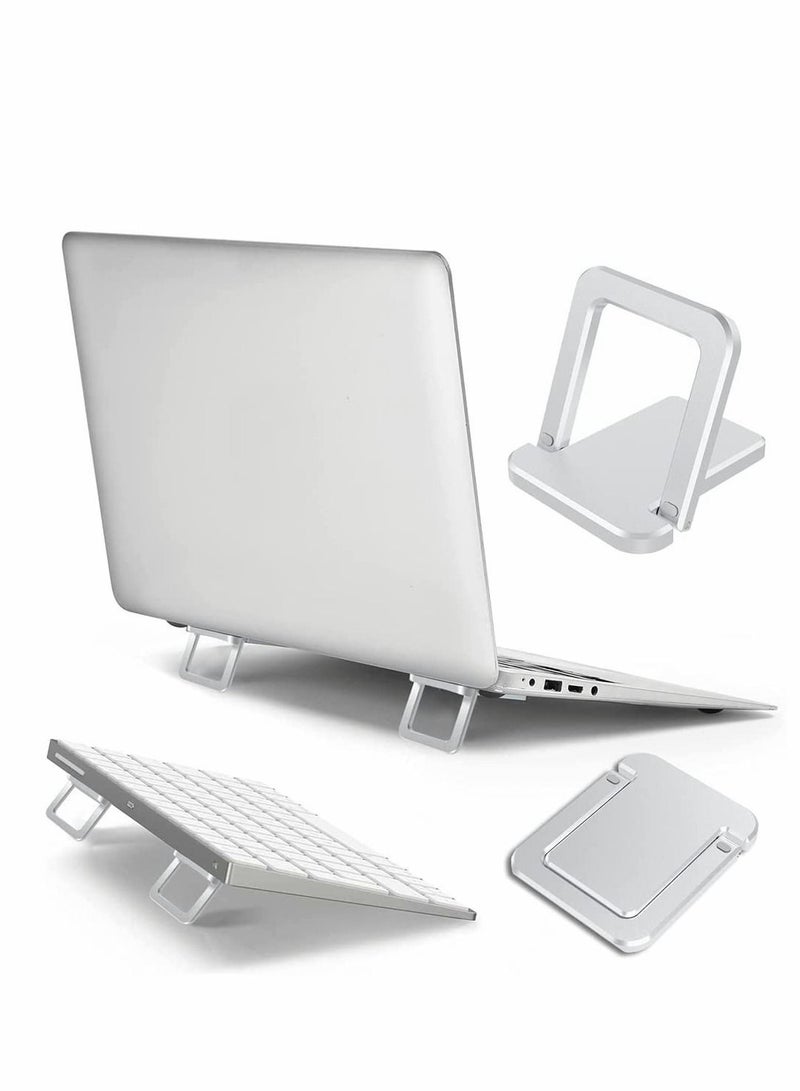 Y&D 2 Pack Portable Keyboard Riser, Ergonomic Invisible Laptop Stand Aluminum Computer Holder for Desk Compatible with 17 Inch Notebook Computer, MacBook Air Pro, Dell, Lenovo, HP (Silver)  - Image 1