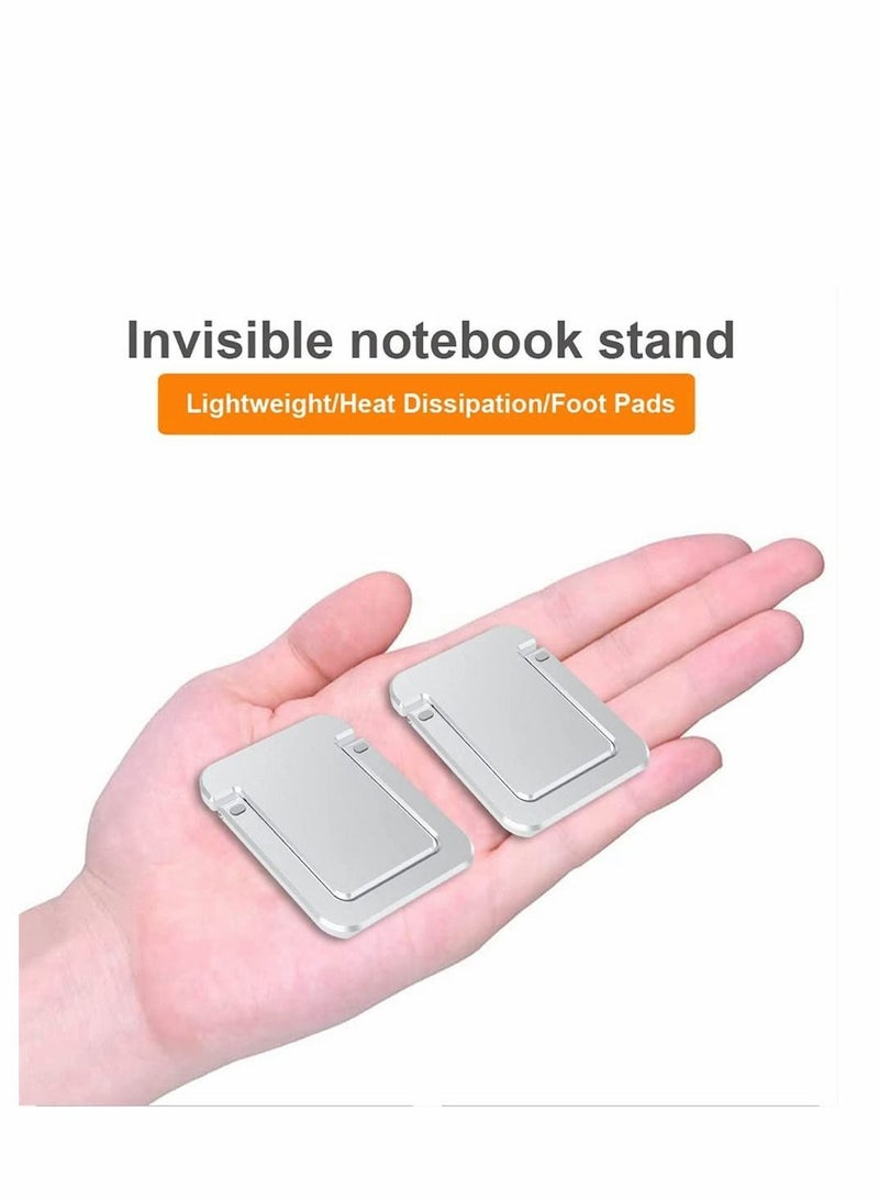 Y&D 2 Pack Portable Keyboard Riser, Ergonomic Invisible Laptop Stand Aluminum Computer Holder for Desk Compatible with 17 Inch Notebook Computer, MacBook Air Pro, Dell, Lenovo, HP (Silver)  - Image 4