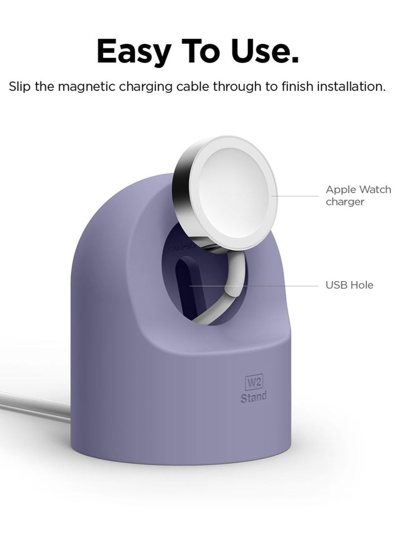 Elago - W2 Stand for Apple Watch Charger Stand compatible with Apple Watch Ultra, Series 8/SE2/7/6/SE/5/4/3/2/1 (49mm,45mm,44mm,42mm,41mm,40mm,38mm) - Lavender Grey - Image 1