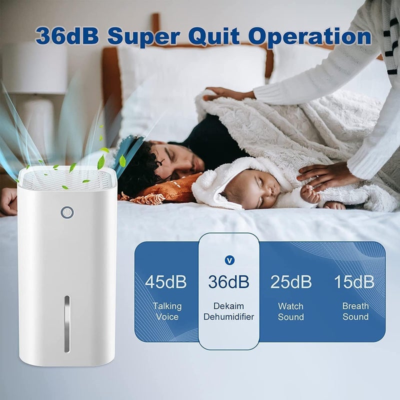 TDOO Household Electric Dehumidifier - 850ml Sleep Mode Portable Compact Ultra Quiet Dehumidifier 36dB Auto Shut-Off for Wet Home, Bedroom, Bedroom, Wardrobe, - Image 5