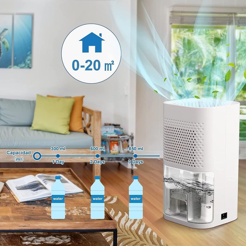 TDOO Household Electric Dehumidifier - 850ml Sleep Mode Portable Compact Ultra Quiet Dehumidifier 36dB Auto Shut-Off for Wet Home, Bedroom, Bedroom, Wardrobe, - Image 2