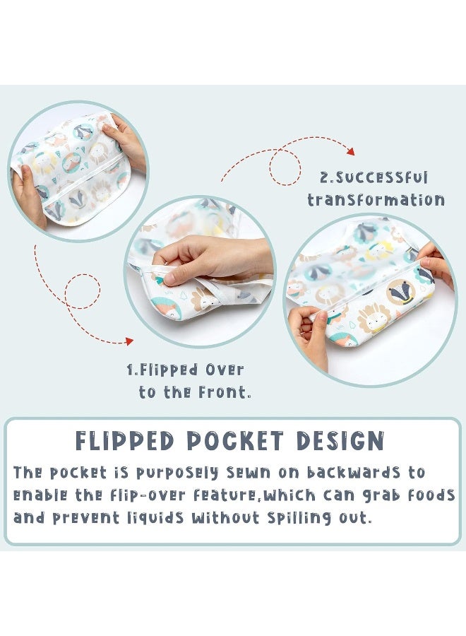 2ooya 6 Pcs Baby Feeding Bibs Toddler Waterproof Bib Set with Crumb Catcher Pocket Infant Adjustable Baby Teething Bib Babies Food Bibs Keepsake Gift for Baby Shower Christmas New Year, 6-12 Months - Image 4