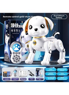 Generic Children's Remote Control Pet Robot Dog Stunt Electric Induction Music Dancing Smart Robot Dog Birthday Gift Toy-Colour: Golden Smart Dog-dual Lithium Battery  - Image 1