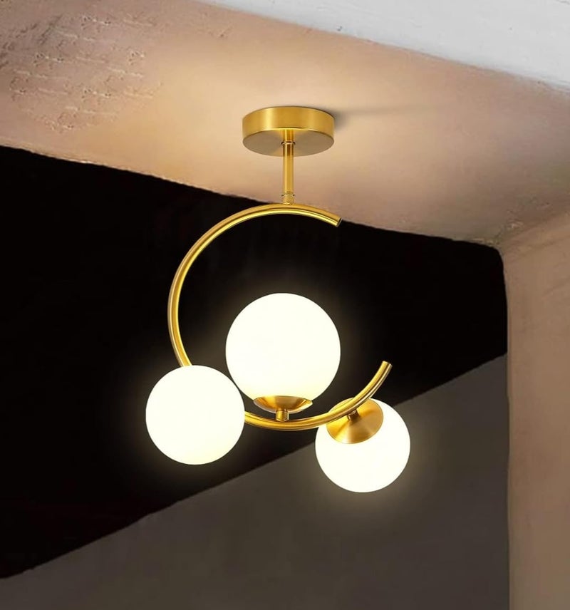 LEGEEN Metal And Glass Light 3-Light Forest Glob Lighting Hanging Pendant Celing Chandeliers Light Lmap for -Bedroom,Living Room,Hall,Dining Table,Balconey,Office,Home Decoration- Without Bulb(AC) - Image 1