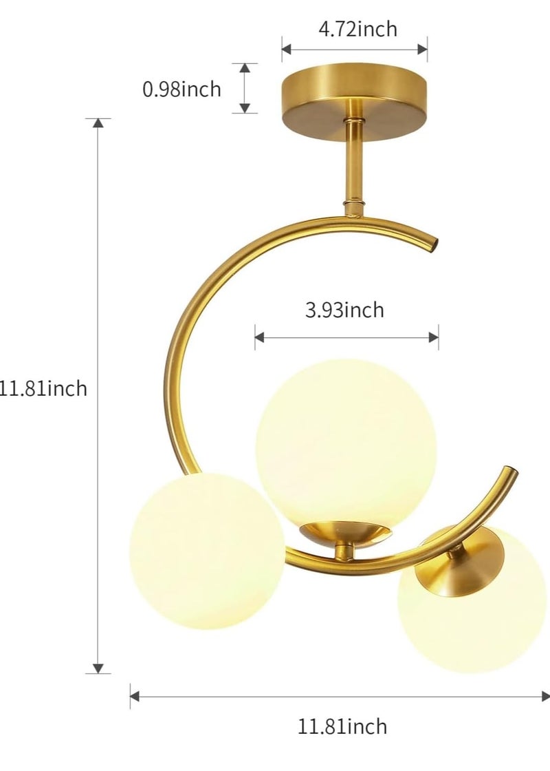 LEGEEN Metal And Glass Light 3-Light Forest Glob Lighting Hanging Pendant Celing Chandeliers Light Lmap for -Bedroom,Living Room,Hall,Dining Table,Balconey,Office,Home Decoration- Without Bulb(AC) - Image 2