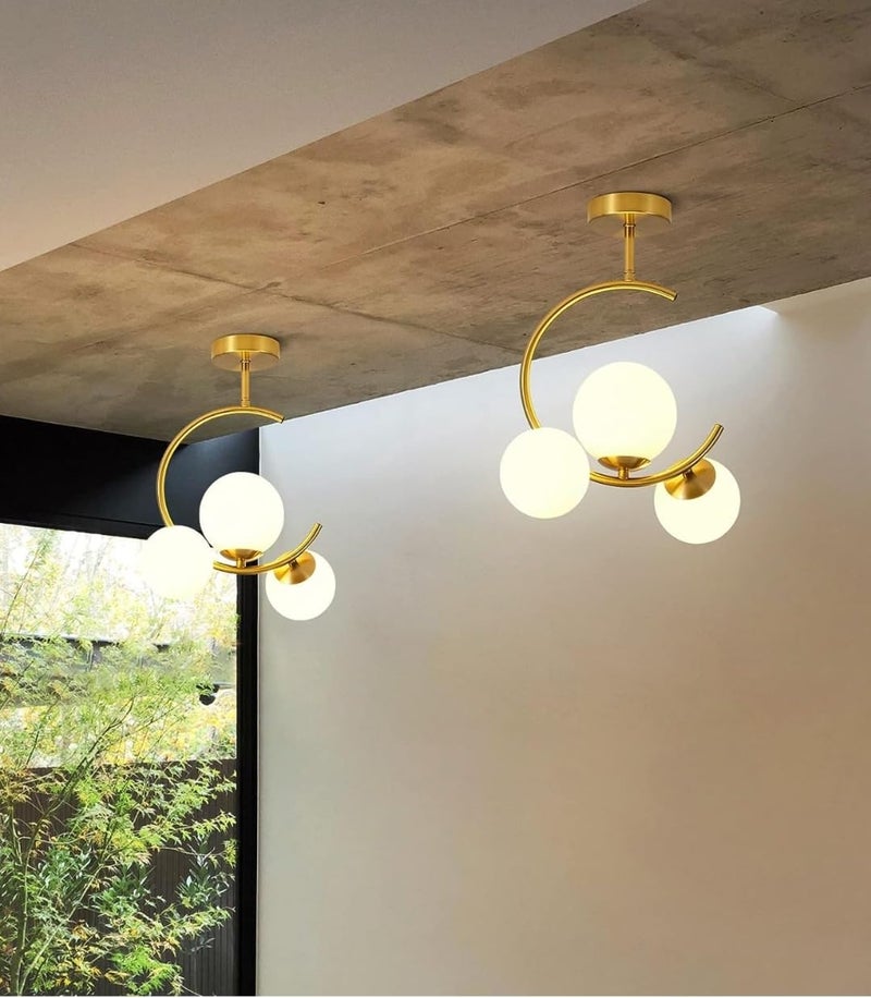 LEGEEN Metal And Glass Light 3-Light Forest Glob Lighting Hanging Pendant Celing Chandeliers Light Lmap for -Bedroom,Living Room,Hall,Dining Table,Balconey,Office,Home Decoration- Without Bulb(AC) - Image 5
