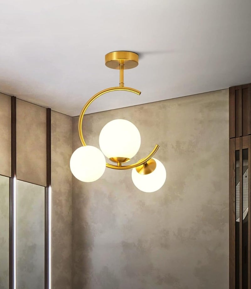 LEGEEN Metal And Glass Light 3-Light Forest Glob Lighting Hanging Pendant Celing Chandeliers Light Lmap for -Bedroom,Living Room,Hall,Dining Table,Balconey,Office,Home Decoration- Without Bulb(AC) - Image 4
