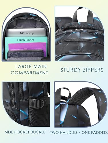 BLUEFAIRY Kids Backpack for Boys Elementary Primary Middle School Bags for Childs Book Bags Bookbags Lightweight Padded Straps Back to School Mochilas para NiÃ±os 17" Black/Blue - Image 5