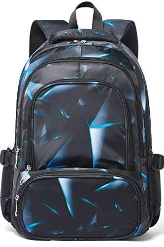 BLUEFAIRY Kids Backpack for Boys Elementary Primary Middle School Bags for Childs Book Bags Bookbags Lightweight Padded Straps Back to School Mochilas para NiÃ±os 17" Black/Blue - Image 1