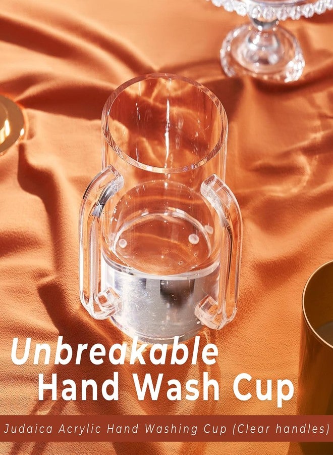Khen Judaica Acrylic Hand Washing Cup for Netilat Yadayim with Dual Handles - 5" Clear Unbreakable Plastic Negel Vasser Wash Cup for Everyday & Passover Seder, Shabbat, Shul, Synagogue & Home (Clear) - Image 2