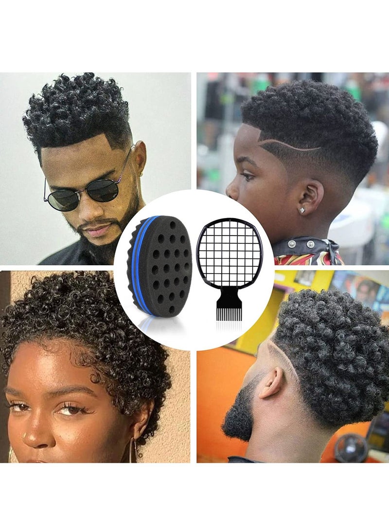 FASHION HOME Afro Hair Sponge Barber Brush for Hair Men Women With Hair Twist Curl Comb  - Image 5