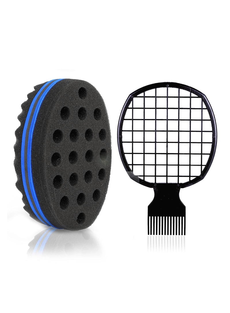 FASHION HOME Afro Hair Sponge Barber Brush for Hair Men Women With Hair Twist Curl Comb  - Image 1