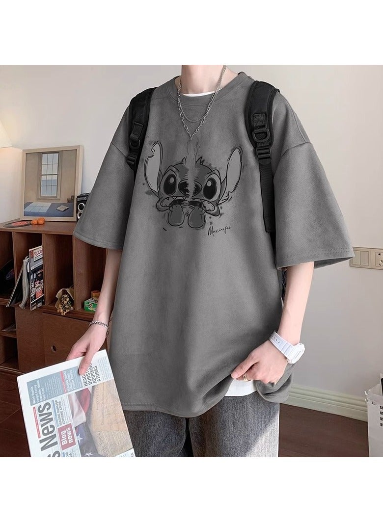 general Stitch print T-shirt summer loose short sleeves cropped sleeves easily brighten up summer outfits - Image 1