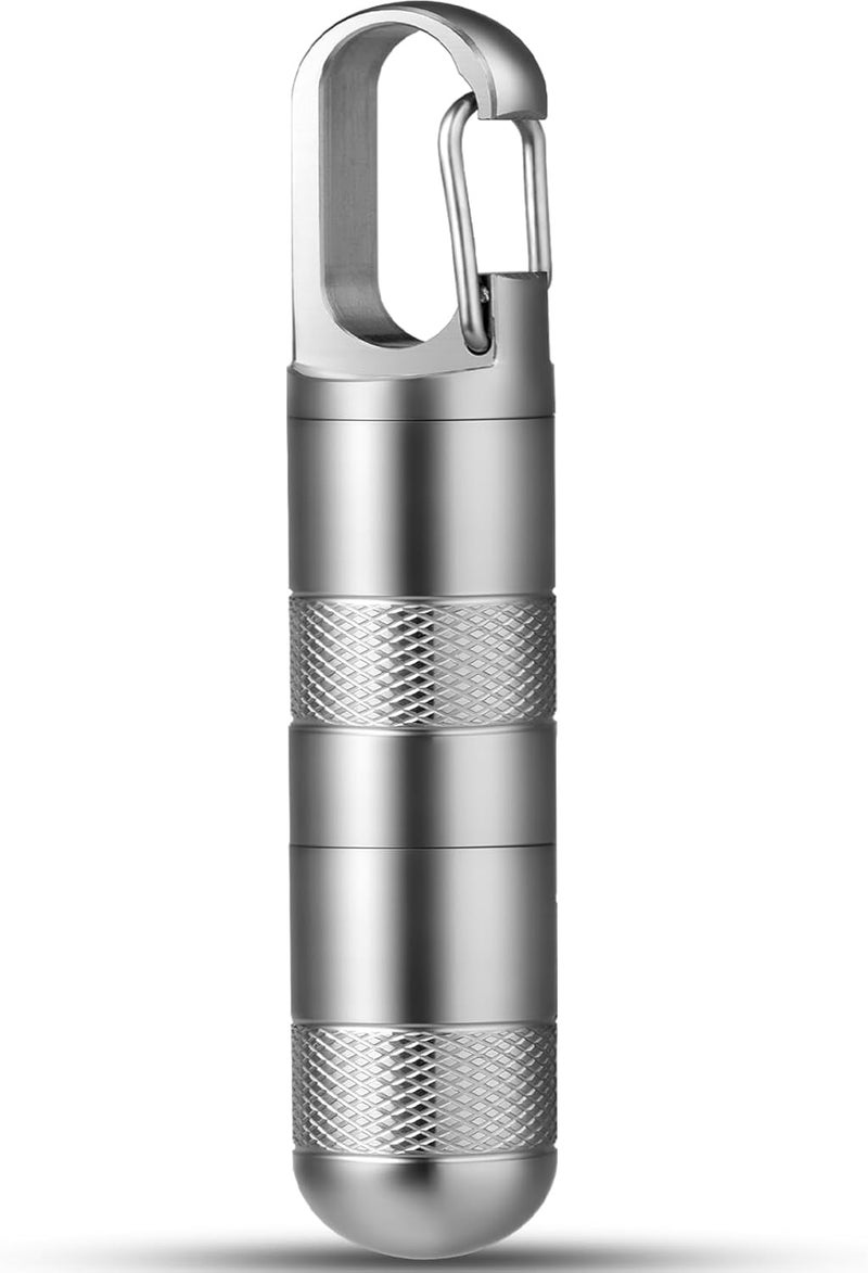 TISUR Medium Titanium Pill Case, Titanium Keychain Pill Holder Travel Pill Box Container Multitool EDC Every Day Carry for Men (Gray Titanium Medium - 2.16 inch) - Image 1