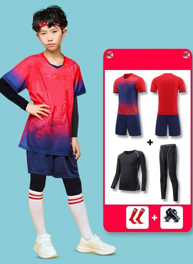 KUYING Children's High Elasticity Clothing Sports Fitness Set Quick Drying Training Suit
