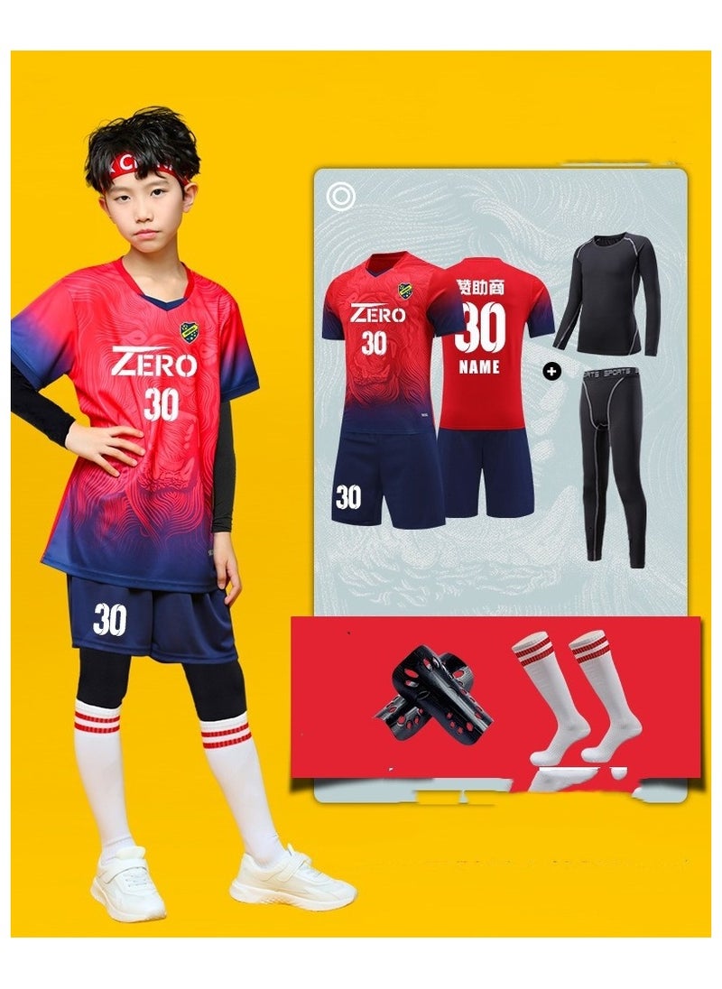 KUYING - Children's High Elasticity Tight Fitting Clothing Sports Fitness Set Quick Drying Training Suit - Image 1