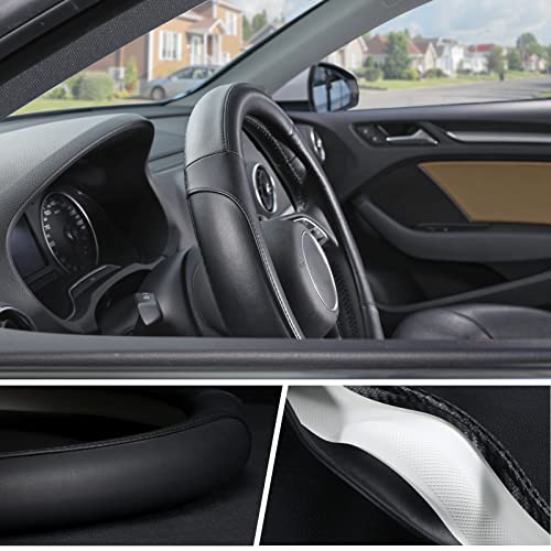 SEG Direct Car Steering Wheel Cover Small Size for Prius Civic Model 3 Model Y Camaro Rogue with 14-14 1/4 inches Outer Diameter, Black Microfiber Leather - Image 3