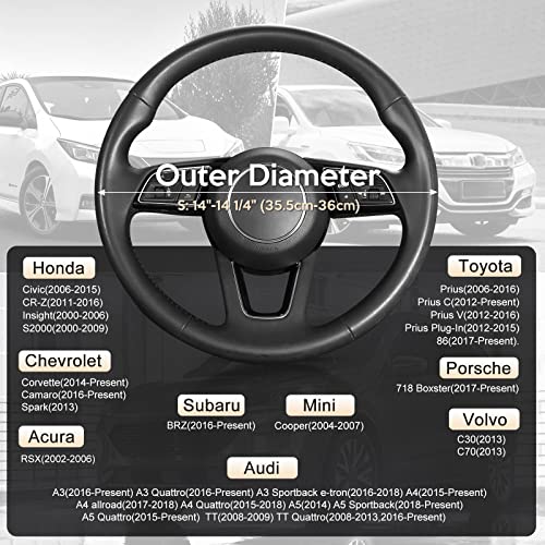 SEG Direct Car Steering Wheel Cover Small Size for Prius Civic Model 3 Model Y Camaro Rogue with 14-14 1/4 inches Outer Diameter, Black Microfiber Leather - Image 5