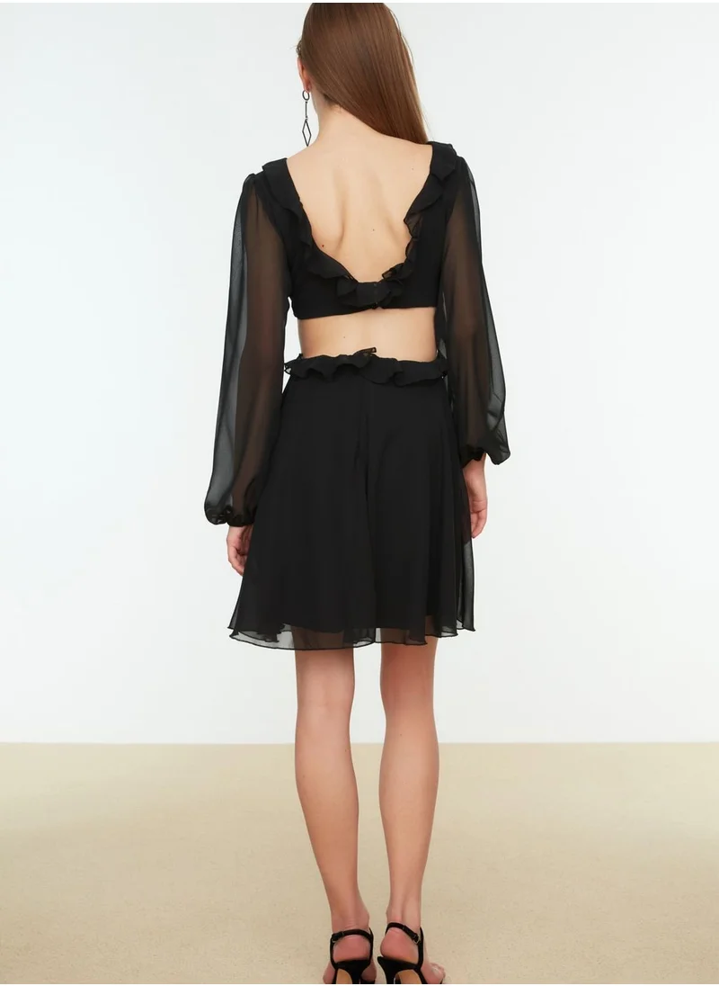 trendyol Pleated Cut Out Detail Dress