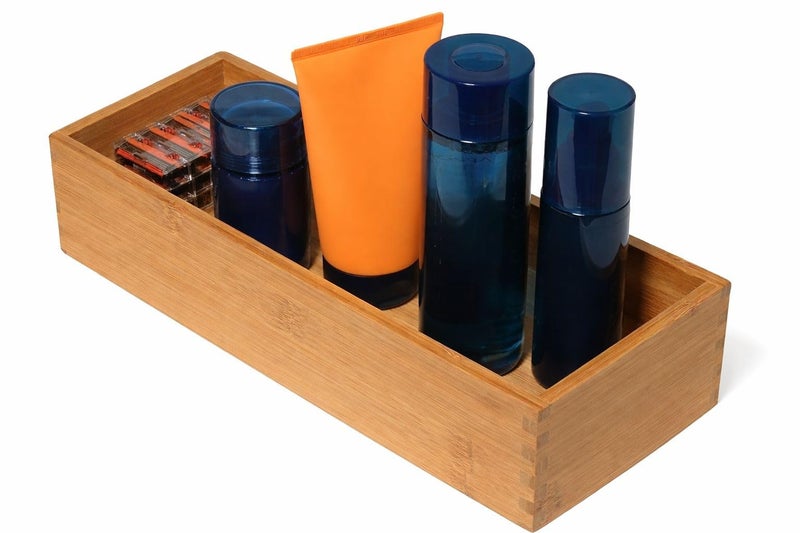 Lipper International Bamboo Utensil Holder Storage Box for Cooking Tools, Makeup, or Office Supplies, 5" x 12" x 3" - Image 4