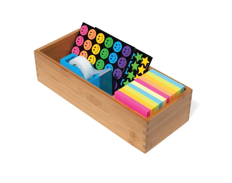 Lipper International Bamboo Utensil Holder Storage Box for Cooking Tools, Makeup, or Office Supplies, 5" x 12" x 3" - Image 5