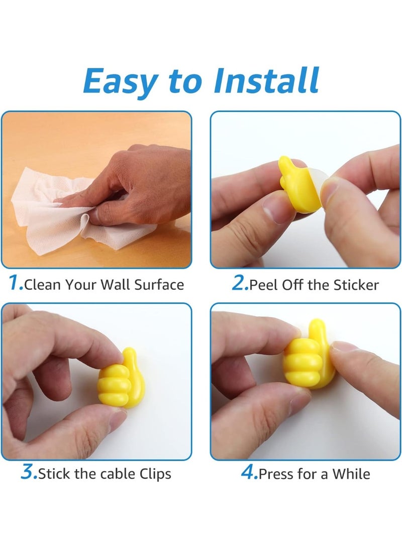 FALMER 10 Pack Silicone Thumb-Up Wall Mount Adhesive Hook, Multi-Purpose Cable and Key Holder Organizer for Home, Office, and Dorm Rooms - Image 2